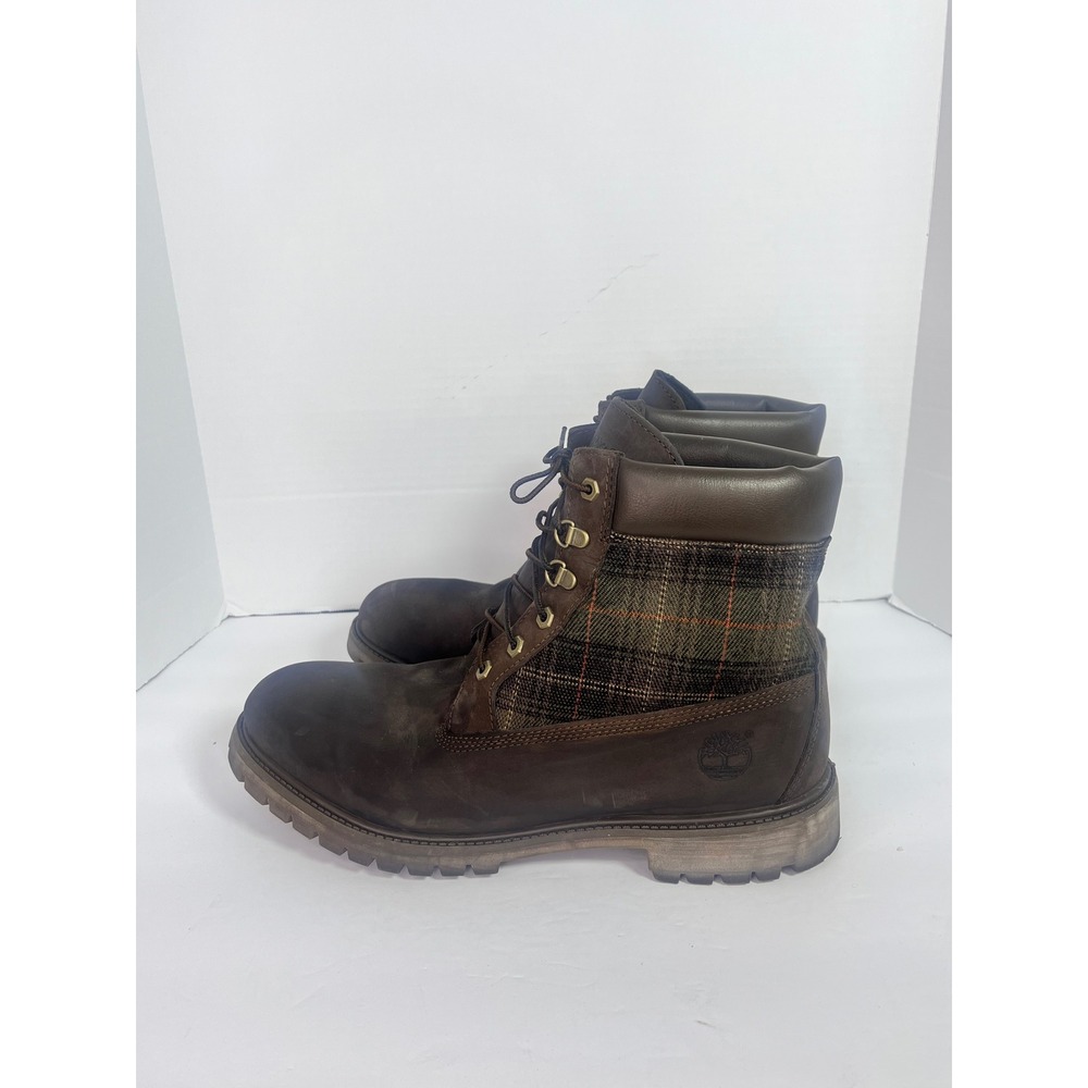 Timberland Men's Nubuck Leather Boots w/ Plaid Sz 13 Ortholite Primaloft